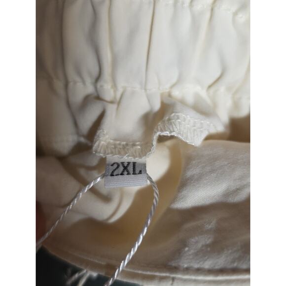 NWT Tugege Womens 2XL Cream Wide Leg Pants Elastic Waist Drawstring Boho Lounge - Picture 4 of 8